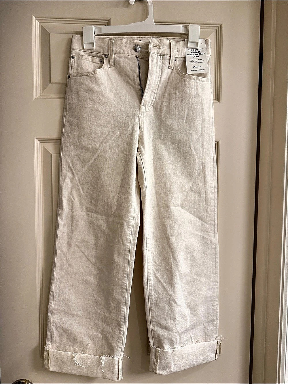 Madewell The Perfect Vintage Wide-Leg Crop Jean Jeans Cream Waist 24